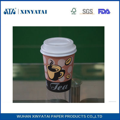 China Kleine 8 Unzen Gedruckt Logo Kundenspezifisches Papierbecher, Wegwerfkaffeetassen mit Deckel fournisseur
