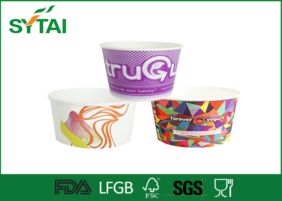 China Benutzerdefinierte Logo Einweg-Papier Eisbecher für Joghurt oder Milch 16 Unzen Red White Multi Color fournisseur