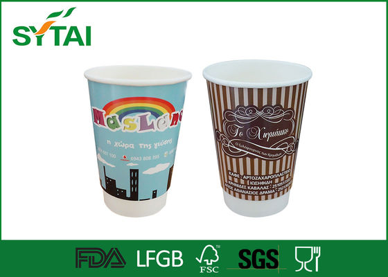 China 12oz kompostierbare doppelwandige Papier Tassen / personalisierte Papierbecher für heiße und kalte Getränke-Kraft fournisseur