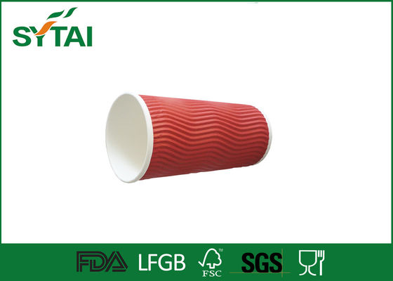 China Rote Kräuselungs-Papierschalen, trinkende doppelwandige Papierkaffeetassen fournisseur
