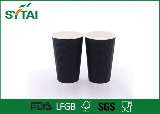 China Schwarze horizontale Streifen-Kräuselungs-Papierschale, undurchdringliche Wegwerfpapierschale fournisseur